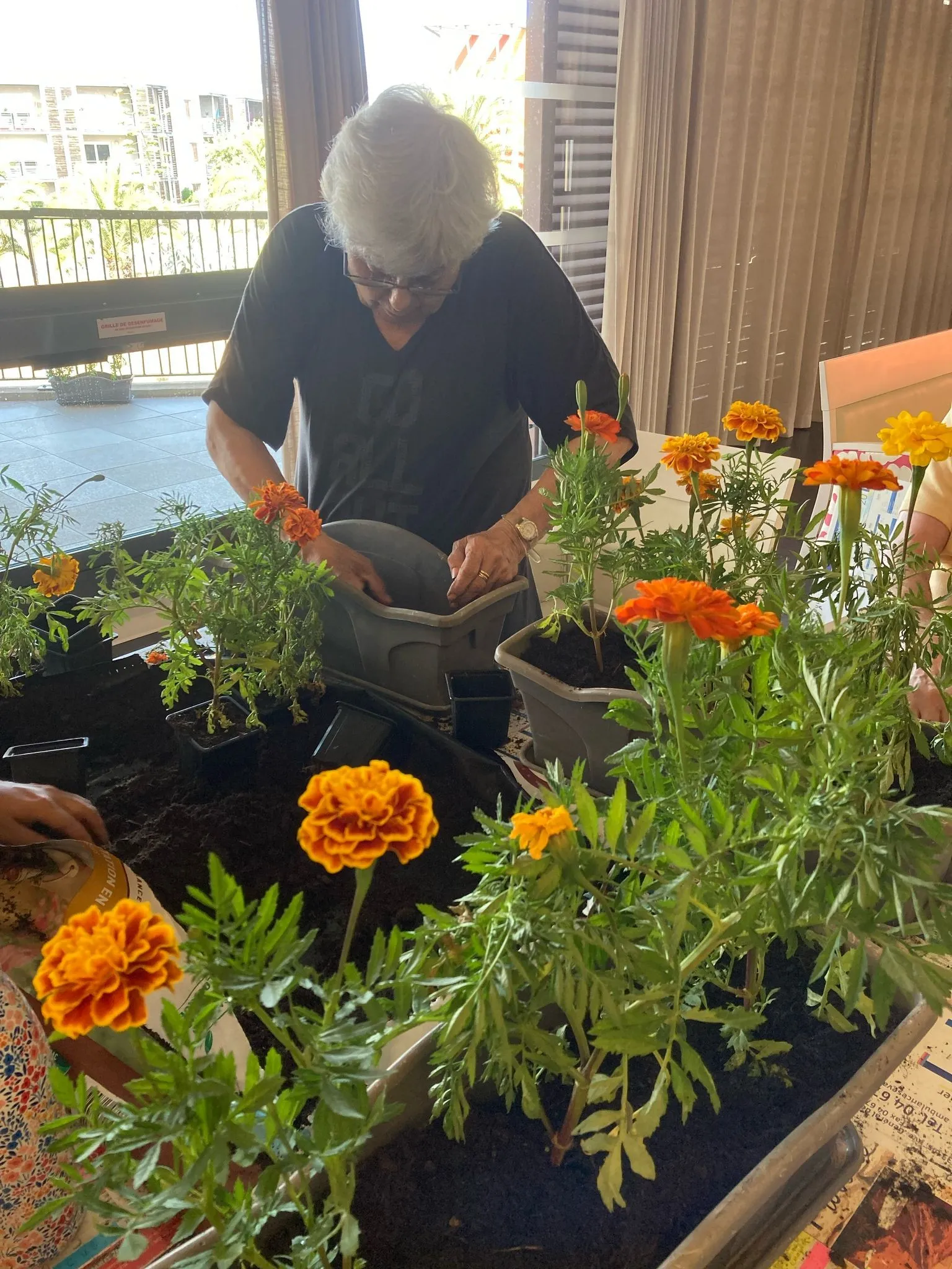 Atelier plantation à la résidence Les Jardins de Brescou